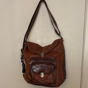 Marino Orlandi Genuine Brown Leather Bucket Bag
